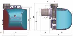 LO0060 - LO0085 Dima di foratura piastra caldaia Modello Ingombro Boccaglio A B C D E F G L T X min max min max LO0060 corto 365 58 91 274 307 304 14 291