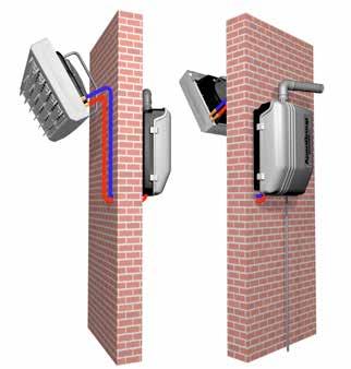 SISTEMA A CONDENSAZIONE AQUAKOND SPLIT Caldaia da 34 kw con aerotermo interno da 34 kw Descrizione AquaKond Split è un sistema composto da caldaia a condensazione per esterno con bruciatore a basso