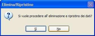 - Icona Elimina: consente l eliminazione dei dati inseriti e il ripristino di quelli esistenti al ricevimento. Viene proposto un messaggio simile al seguente.