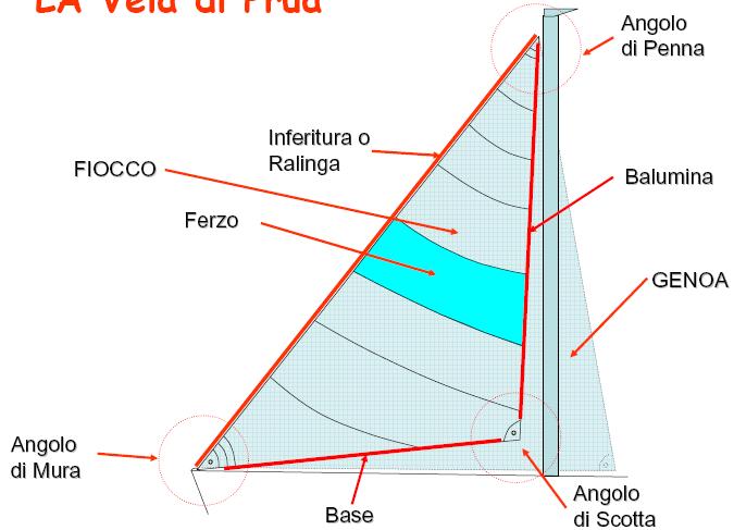 Le vele di prua E una vela importante per la propulsione della barca, perché non ha un albero davanti a sé che crea turbolenza e resistenza, e