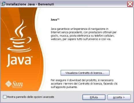 5. Selezionare il pulsante Esegui. 6. Se l applicazione avverte che è già presente un installazione Java confermare l operazione. 7.