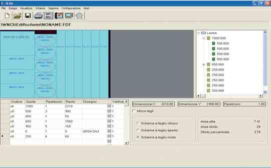 Controllo numerico e software Numerical control and software Editor di taglio IEdit per tagli rettilinei e sagomati a bordo macchina L editor di taglio realizzato in ambiente Windows con interfaccia