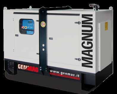 12 Serie Industriali Industrial Series Modelli Magnum da 300kVA a 650kVA: Motore Diesel 1500 rpm Raffreddato a Liquido Super Silenziato Avviamento Elettrico Grado di Protezione: IP33 Secondo