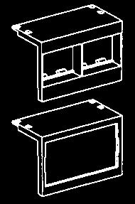 Central front plates for 2 Schuko or 4 single basket. Mostrine portautenze per telefono o interruttori magnetotermici, posizionate sugli angoli.