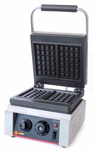 300 C) Automatic stop when reaching the preset temperature, automatic restart after plate has cooled It includes a rack to distribute the dough on plate Size: 45 x 51 x 23h cm Weight: 23 Kg