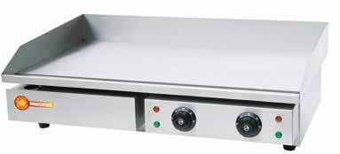 elettrica 2000W Electric griddle 2000W RS523 Piastra grill liscia/rigata 2,2Kw + 2,2Kw Flat and grooved plate electric griddle 2,2Kw + 2,2Kw Struttura e piastra in acciaio inox Vassoio raccogligrasso