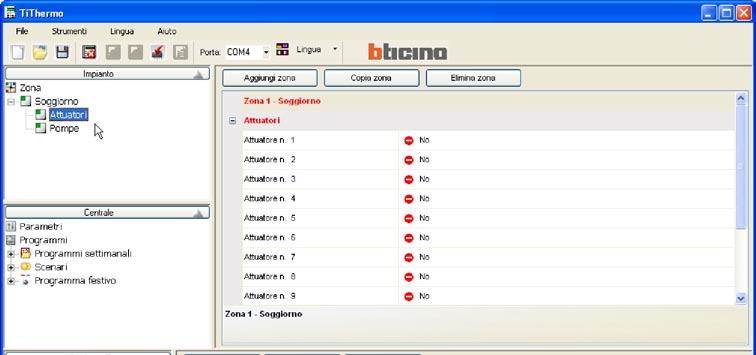 17 5.1 Configurazione impianto All apertura del programma, creare una zona cliccando il pulsante Aggiungi zona.