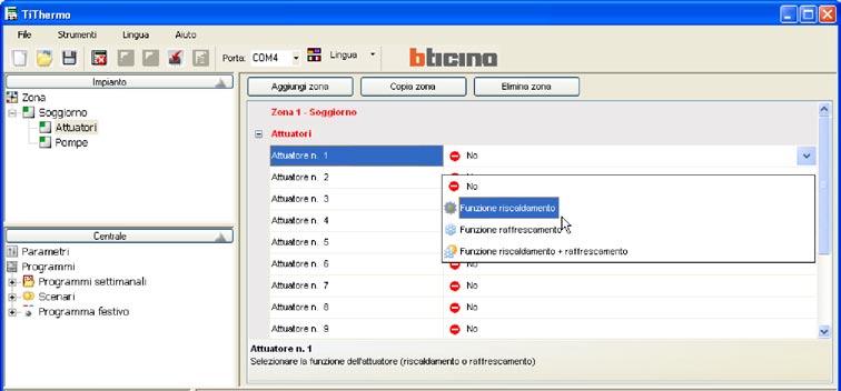 TITHERMO 18 Cliccare nella finestra principale Attuatore n.