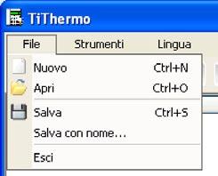 5 3. Selezione delle funzioni Le funzioni principali eseguibili con TITHERMO possono essere selezionate agendo su icone presenti nella barra degli strumenti, oppure aprendo i menù a tendina e