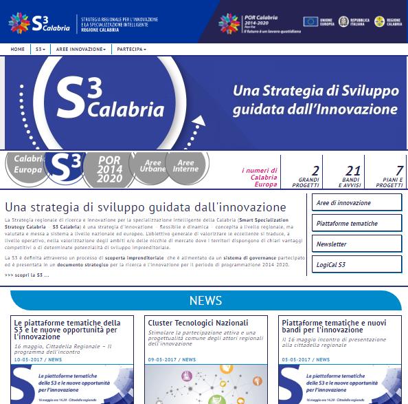 Sito tematico S3 Inserito nel portale CalabriaEuropa S3: Cos è e documenti di riferimento Aree Innovazione: Rapida