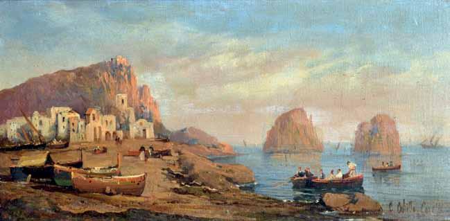 44 Carelli Achille (Napoli, notizie dal 1852 al 1859) Panorama dal Golfo olio su