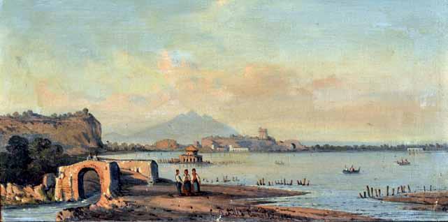 45 Carelli Achille (Napoli, notizie dal 1852 al 1859) Panorama dal Golfo olio su