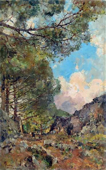 53 Casciaro Giuseppe (Ortelle, Le 1863 - Napoli 1941) Paesaggio olio su tela, cm