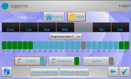 Dalla schermata principale con soli pochi tocchi è possibile: definire e gestire fino a 12 zone climatiche differenti; programmare il comfort delle singole