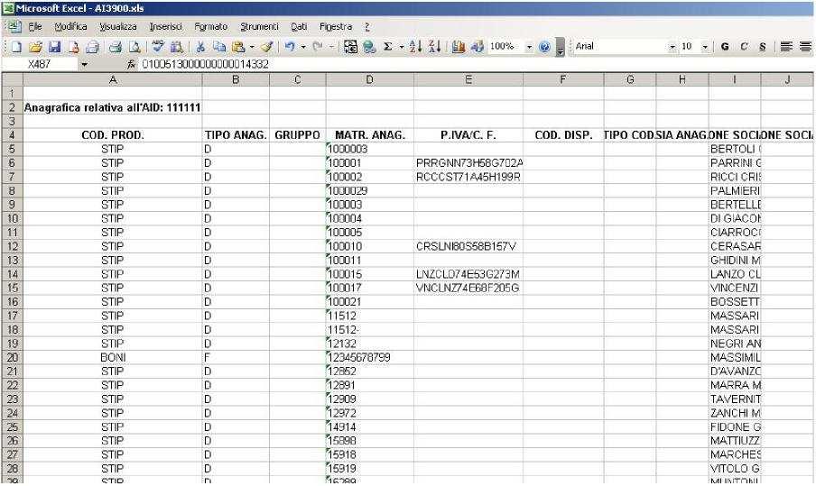 Descrizione del formato del file L applicativo crea un file con estensione xls tipica dei principali software di Microsoft (Excel e Access) presenti in MS Office 2003 o versioni successive.