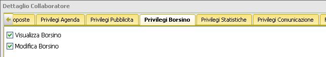 Qualora si voglia abilitare un collaboratore di agenzia a visualizzare/modificare i dati di borsino oppure si voglia disabilitare alla visualizzazione dei dati o alla sola modifica, il