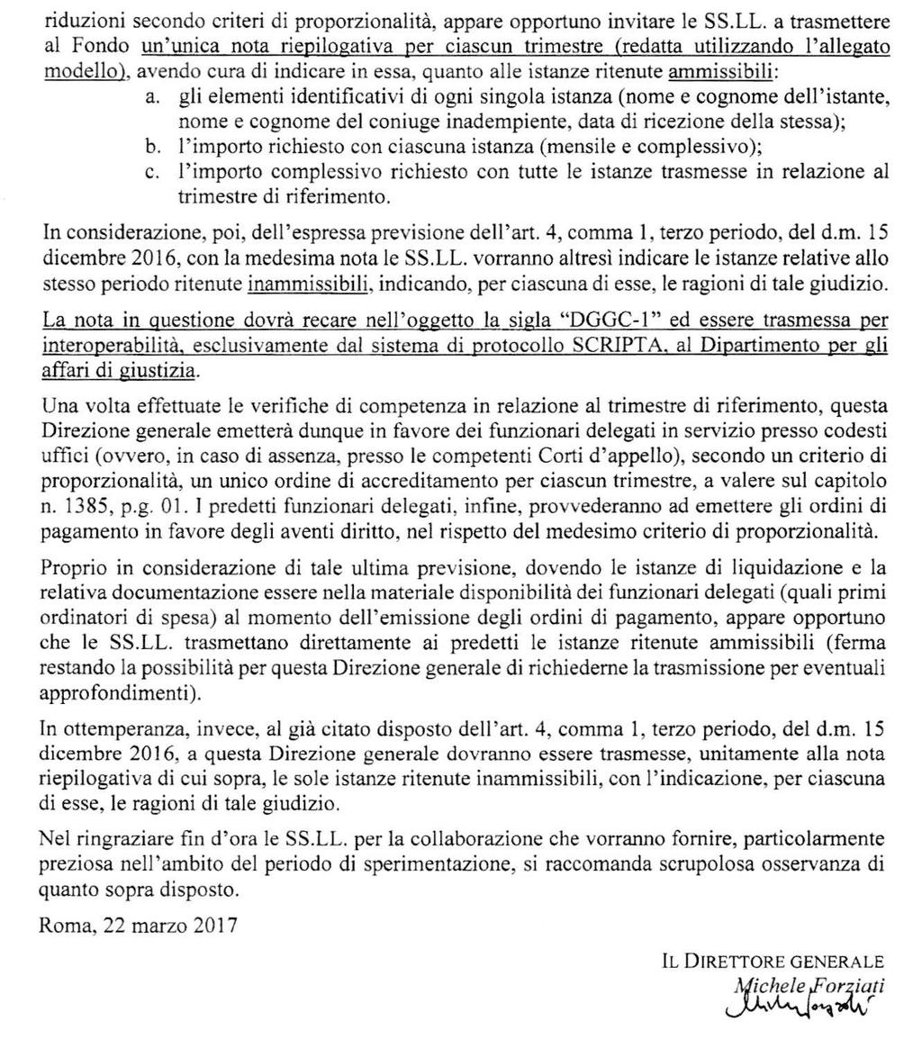 8 Circolare del Ministero della Giustizia 162297 del 31/8/2017 Dipartimento per gli Affari di Giustizia Direzione Generale della Giurisdizione Civile Ufficio I Affari Civili Interni Oggetto: Legge di