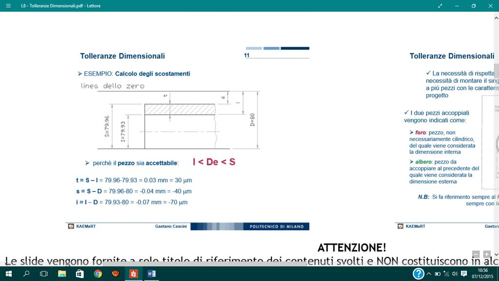 ed essa corrisponde alla dimensione nominale.