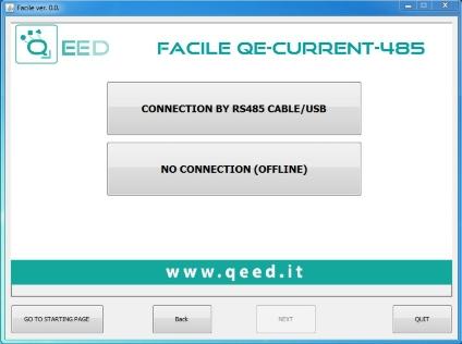 PROGRAMMAZIONE VIA SOFTWARE COMUNICAZIONE TRA DISPOSITIVO E PROGRAMMA: Una volta aperto il programma cliccare sul tasto AVANTI, così facendo si accede alla pagina di selezione delle connessioni.