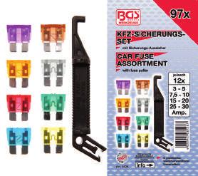 ASSORTIMENTO 96 PEZZI, FUSIBILI PER AUTO fusibili con codice colore (un colore per ogni formato) 12 pezzi per