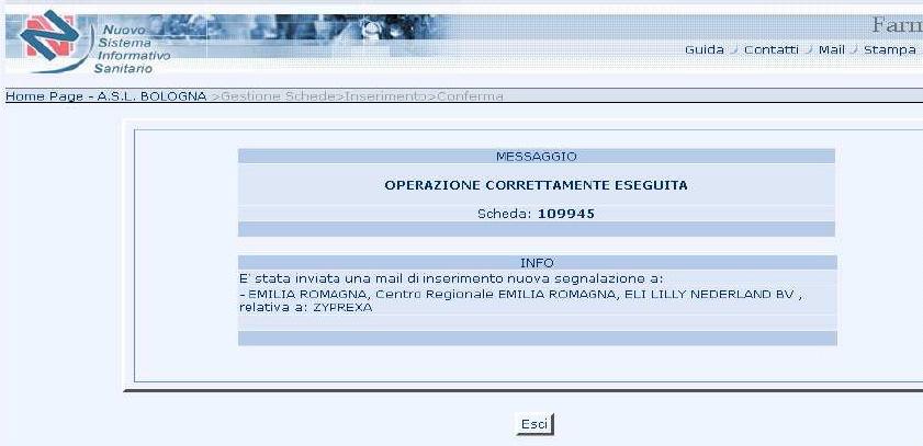 IL RAFV All inserimento avvenuto il sistema, con un messaggio, avverte che l operazione l è