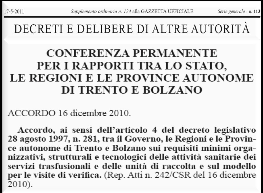 AUTORIZZAZIONE E ACCREDITAMENTO DEI ST E DELLE UDR: IL PERCORSO NORMATIVO DEFINIZIONE DEI REQUISITI MINIMI STRUTTURALI,