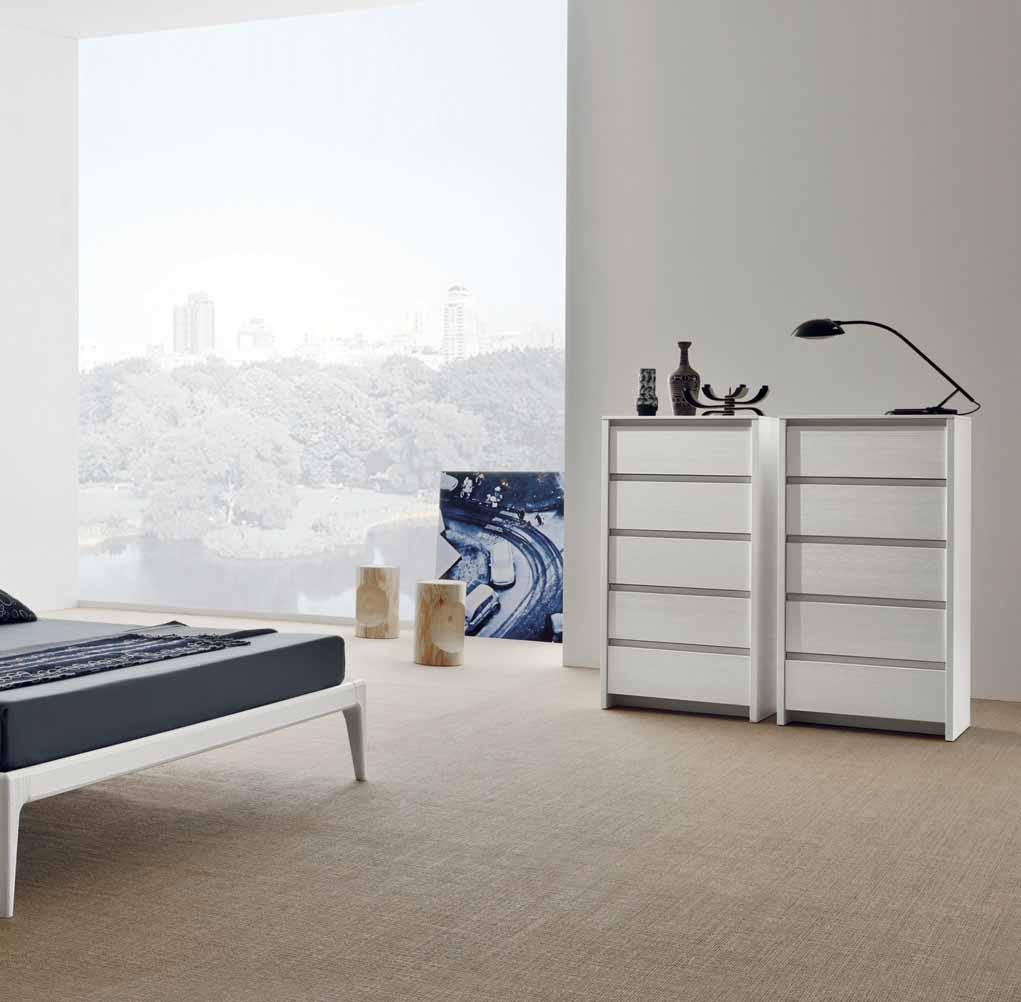 frassino bianco) 2 TREND white texture two-drawer bedside tables 2 TREND white