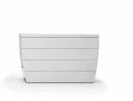 dove-colour glossy lacquered 6-drawer tallboy MING white glossy lacquered 4 -drawer