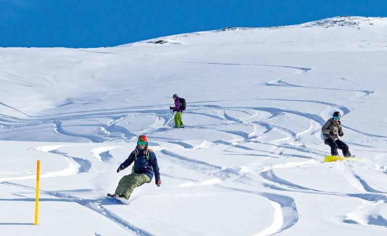 Riduci il pericolo di valanghe Neve fresca in sicurezza Gli itinerari aperti, demarcati in giallo, sono ideali per una discesa nella neve fresca senza pericolo di valanghe.