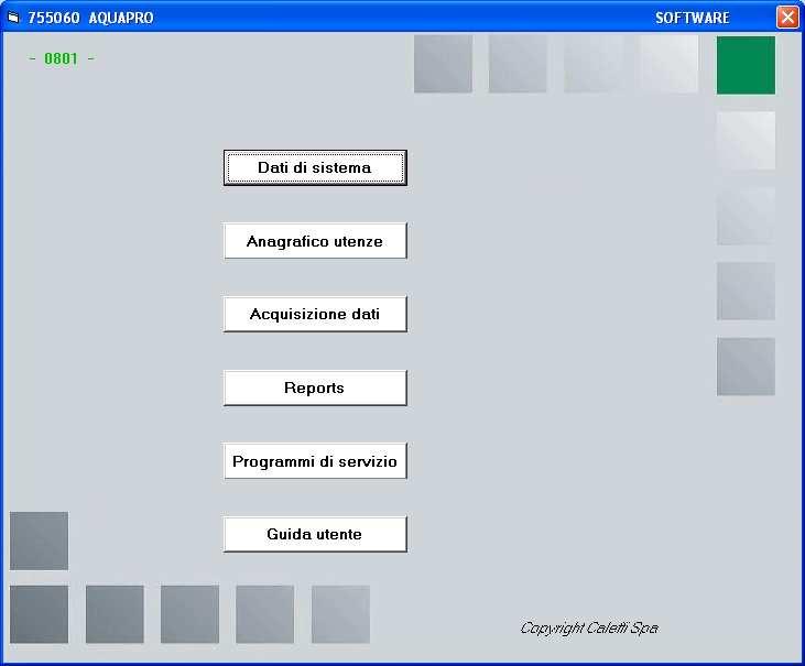 Installazione Software Il software viene fornito su supporto FLASH PEN Creare sul disco fisso del computer la cartella AQUAPRO Copiare nella cartella AQUAPRO il contenuto della FLASH PEN Aprire la