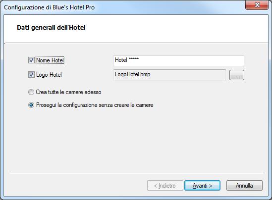 4. Configurare Blue s Hotel Pro 1) Lanciare Blue s Hotel Pro 2) Se la configurazione non si avvia in automatico, dal menu File selezionare la voce Configurazione 3) Come mostrato nell immagine