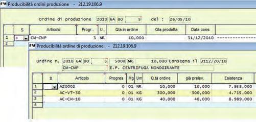 AREA produzione - controllo continuo disponibilità materiali -