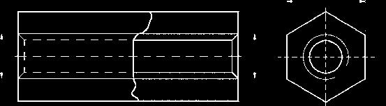 DISTNZITORI IN PLSTI ESGONLI FILETTTI INTERNENTE FEIN - FEIN ateriale: solfuro di polifenilene PPS autoestinguente (UL94-V0) per i distanziatori tipo FF04 H, poliaide 6 rinforzato con fibra di vetro