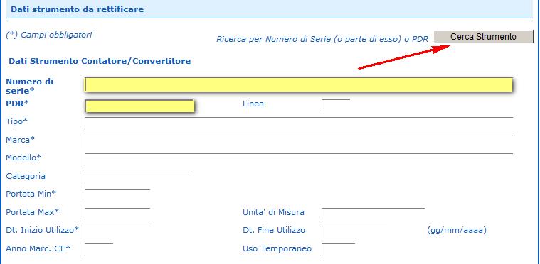 Cliccando sul pulsante Cerca Soggetto il sistema propone i dati della sede dell impresa. Compilare i dati dello Strumento Per inserire più strumenti cliccare su Aggiungi Strumento.