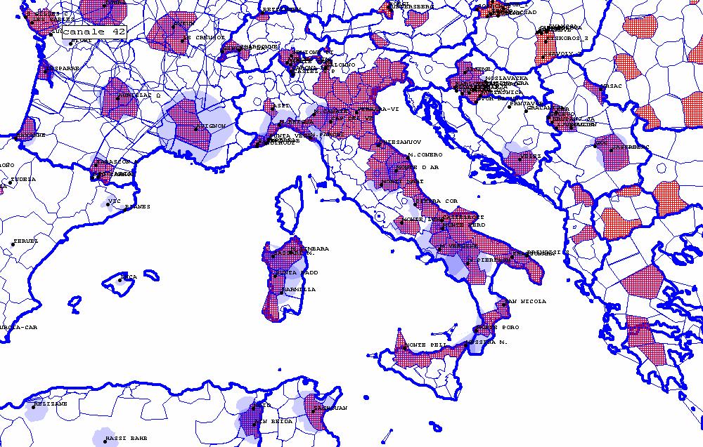 Coordinamento Internazionale: Ginevra 2006 Possibile utilizzo del canale 42 Da Ginevra 2006 vengono garantite le risorse frequenziali minime sulle quali basare le successive pianificazioni.