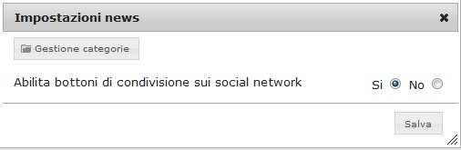 Impostazioni Selezionando il bottone impostazioni si