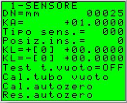 F U N Z I O N I 1.1 Inserimento DN sensore ( 0-3000 ) 1.2 Parametro di calibrazione dello strumento riportato in targa dati del sensore 1.