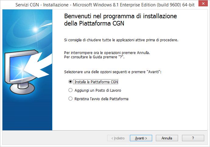 PROCEDURA DI INSTALLAZIONE 1. Posizionarsi sul PC su cui è stata utilizzata la Piattaforma CGN 2016 2. Chiudere tutte le Piattaforme CGN in esecuzione 3.