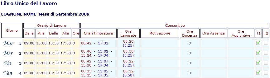 LUL: Descrizione del processo Il dipendente nel proprio accesso personale visualizza il LUL contenente i dati rilevati fino al giorno precedente la data di consultazione, in modo da poter verificare