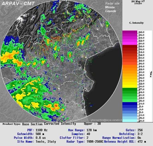 Immagini del radar di Teolo