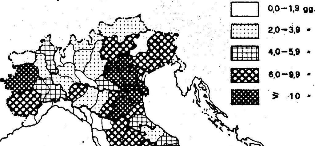 Climatologia dei temporali e della grandine Numero annuo medio di giorni con temporale nel ventennio 1960-1979 45 50 30 Numero cumulativo di giorni con temporale 1960-1979 1979 (Climatologia statica