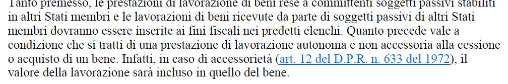 Lavorazioni su beni mobili 79 Circolare n. 36/E del 21.06.2010, parte seconda, n.