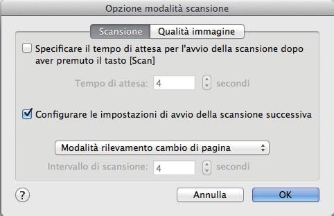 Impostazione della modalità a tempo - Per impostare il tempo prima che ScanSnap cominci la scansione del documento: selezionare