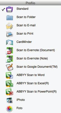 Uso dei profili per eseguire una scansione SUGGERIMENTO Collegando SV600 e un altro ScanSnap a un computer, viene visualizzato il menu Profilo specifico per ogni modello.
