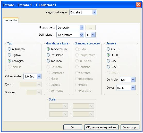 Oggetti dati di funzionamento / UVR1611 Entrate Come per tutti gli oggetti di disegno, facendo doppio clic si accede al menu Parametri.