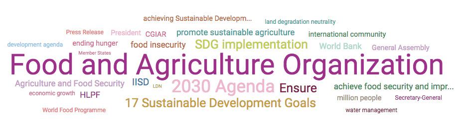 Sustainable Development Goals - Il tema pone di nuovo in primo piano il ruolo della FAO nel perseguimento dei SDGs sottoscritti il 25 settembre 2015, nel corso del Summit delle Nazioni Unite sullo