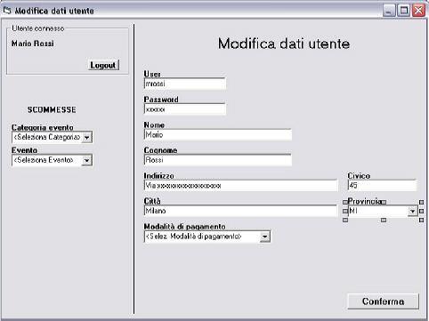 3.2 UC_01_02 Modifica dati utente Questo caso d uso descrive l operazione di modifica dei dati di iscrizione da parte dell utente. 3.2.1 Interfaccia utente 3.