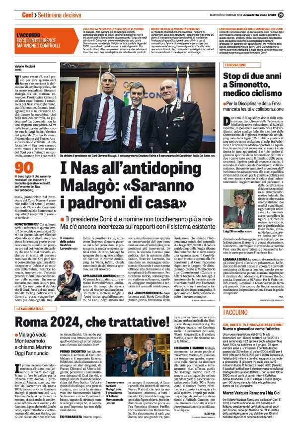 Pagina 29 La Gazzetta dello Sport CIO, DIRITTI TV E NUOVA RIPARTIZIONE Nuoto e ginnastica come l' atletica Una nuova ripartizione.