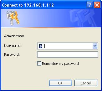 9. Inserire l'admin ID.* (Admin ID predefinito: vuoto). Inserire la password. (Password predefinita: vuoto). Fare clic su "OK".