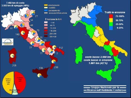 Dal Dossier coste «Il profilo fragile dell'italia», Studio WWF ( maggio 2012): "Anche se si tratta di un fenomeno nazionale, in molte regioni l erosione costiera raggiunge punte davvero allarmanti.
